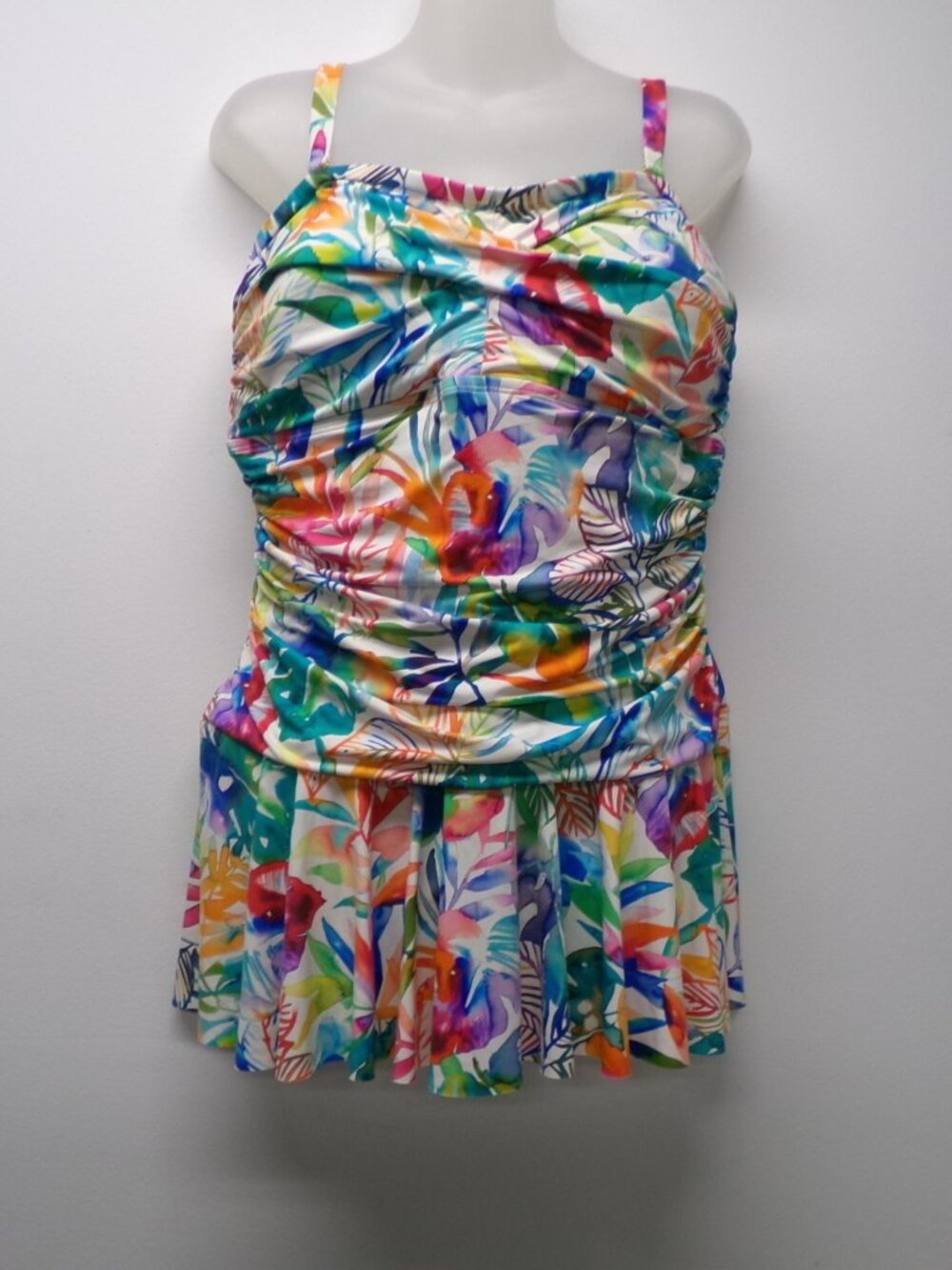Lauren Ralph Lauren Watercolor Tropical Floral Swim Dress Swimsuit One Piece 18W